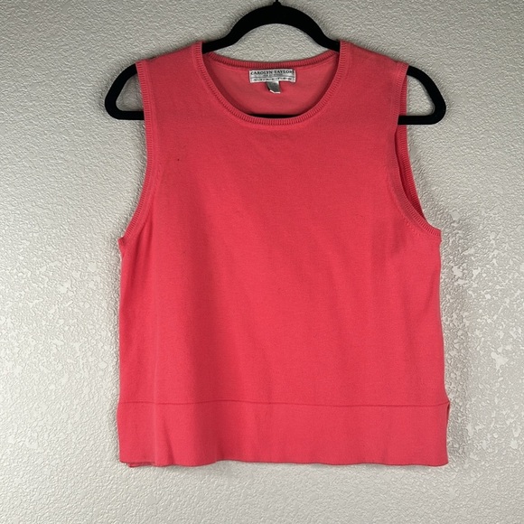 Carolyn Taylor Pink Knit 2pc. Cardigan Sweater with Sweater Sleeveless Top Large - Picture 4 of 8